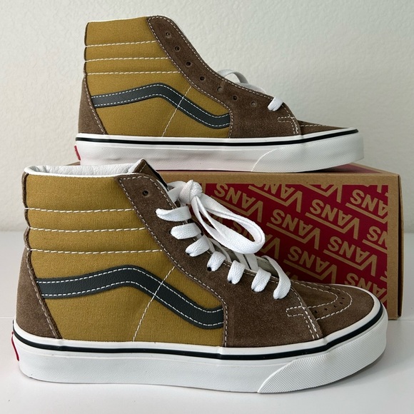 Vans Sk8 Hi Pop Brown Multi Canvas Suede Mens Size 6.5 Womens 8 - Picture 1 of 9